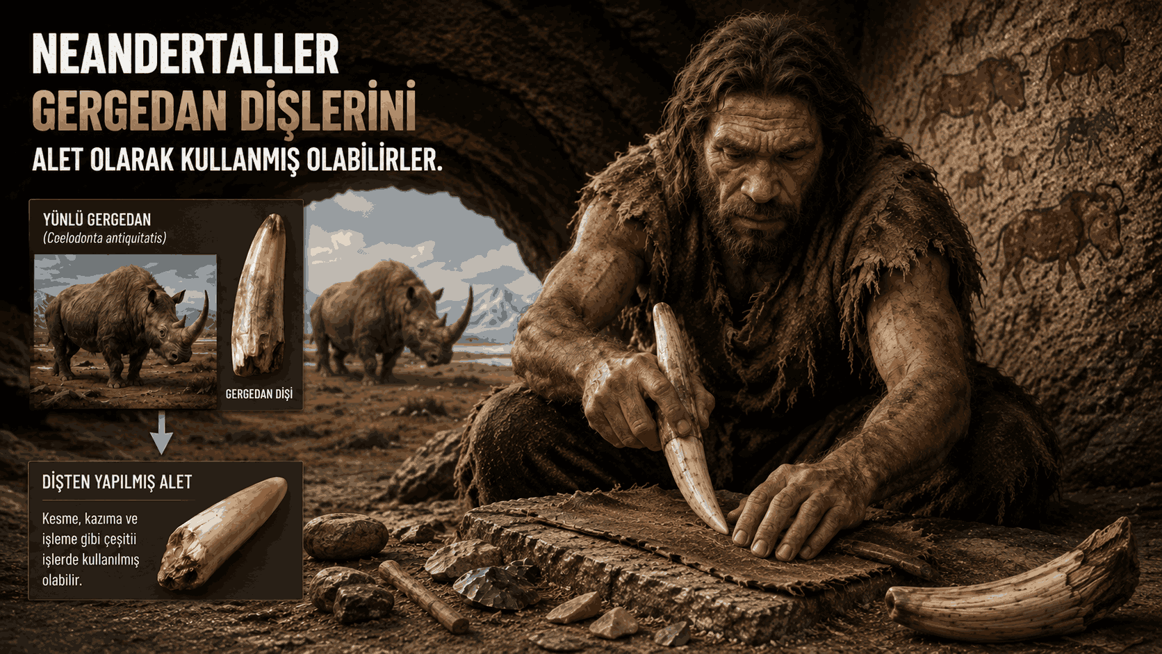 Neandertaller Gergedan Dişlerini Alet Olarak Kullanmış Olabilir: 100 Bin Yıllık Şaşırtıcı Keşif